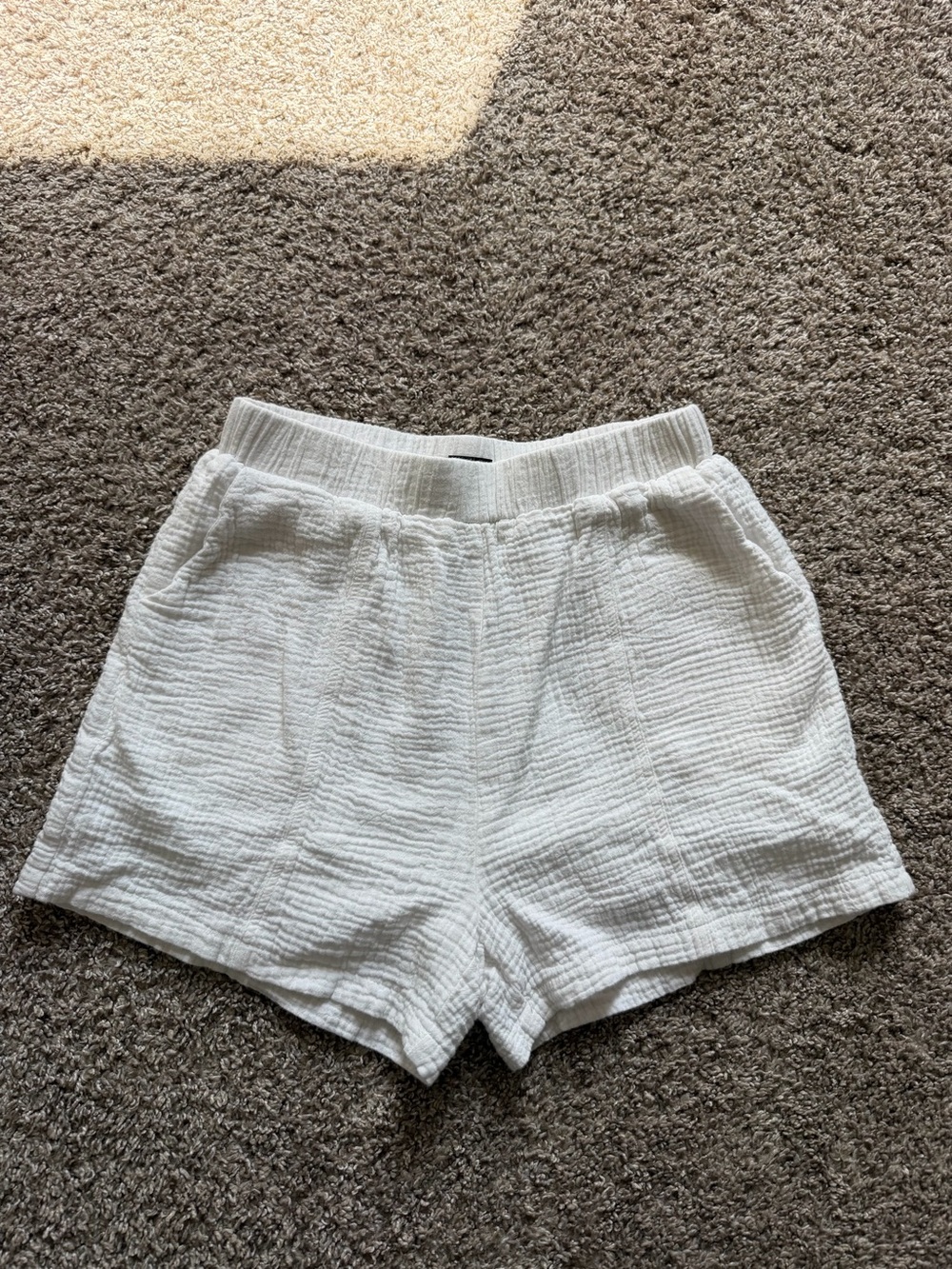 White Textured Women's Shorts